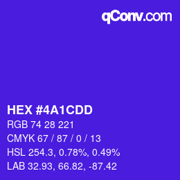 カラーコード: HEX #4A1CDD | qconv.com