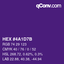 Color code: HEX #4A1D7B | qconv.com