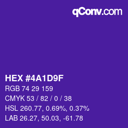 カラーコード: HEX #4A1D9F | qconv.com