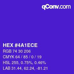 カラーコード: HEX #4A1ECE | qconv.com