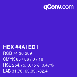 カラーコード: HEX #4A1ED1 | qconv.com