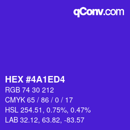 カラーコード: HEX #4A1ED4 | qconv.com