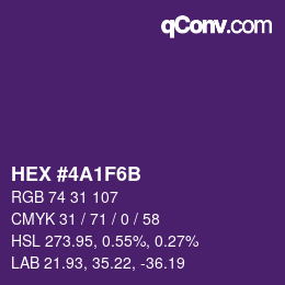 Color code: HEX #4A1F6B | qconv.com