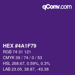 Color code: HEX #4A1F79 | qconv.com