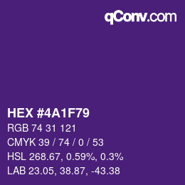 Color code: HEX #4A1F79 | qconv.com