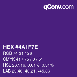 Color code: HEX #4A1F7E | qconv.com