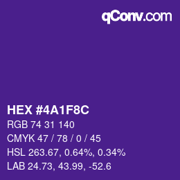 Color code: HEX #4A1F8C | qconv.com