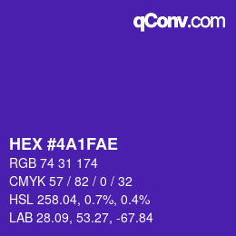 Color code: HEX #4A1FAE | qconv.com