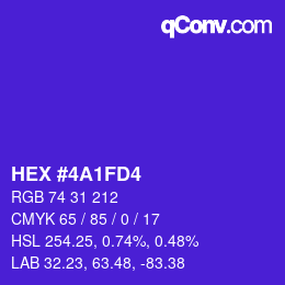 Color code: HEX #4A1FD4 | qconv.com