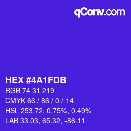 颜色代码: HEX #4A1FDB | qconv.com