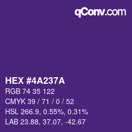 Code couleur: HEX #4A237A | qconv.com