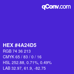 Color code: HEX #4A24D5 | qconv.com