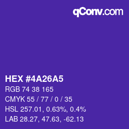 カラーコード: HEX #4A26A5 | qconv.com