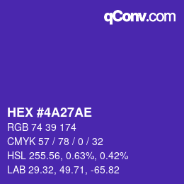 カラーコード: HEX #4A27AE | qconv.com