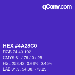 カラーコード: HEX #4A28C0 | qconv.com