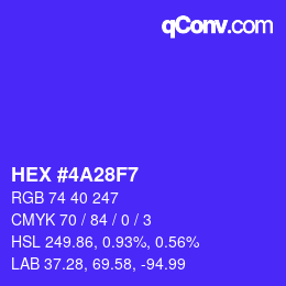 Color code: HEX #4A28F7 | qconv.com
