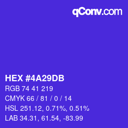颜色代码: HEX #4A29DB | qconv.com
