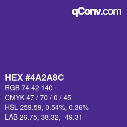 カラーコード: HEX #4A2A8C | qconv.com