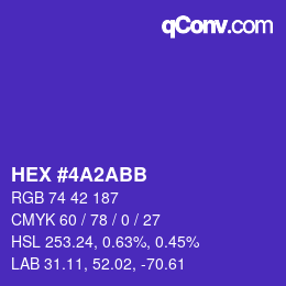 颜色代码: HEX #4A2ABB | qconv.com