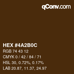 Color code: HEX #4A2B0C | qconv.com