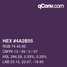 Farbcode: HEX #4A2B55 | qconv.com