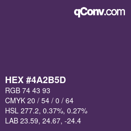 Color code: HEX #4A2B5D | qconv.com