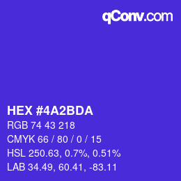 颜色代码: HEX #4A2BDA | qconv.com