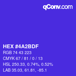 颜色代码: HEX #4A2BDF | qconv.com