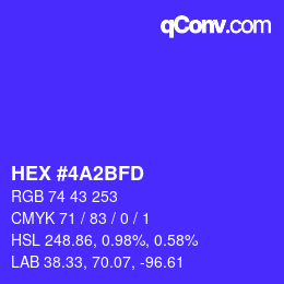 颜色代码: HEX #4A2BFD | qconv.com