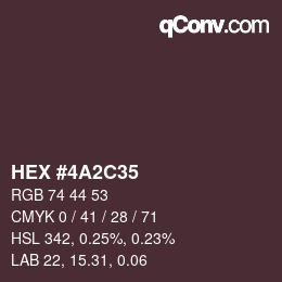 颜色代码: HEX #4A2C35 | qconv.com