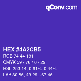 Color code: HEX #4A2CB5 | qconv.com