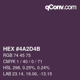 Color code: HEX #4A2D4B | qconv.com