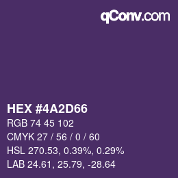Color code: HEX #4A2D66 | qconv.com