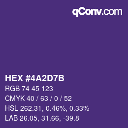 颜色代码: HEX #4A2D7B | qconv.com