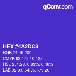 颜色代码: HEX #4A2DC8 | qconv.com