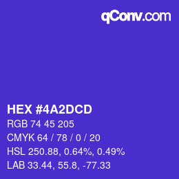 颜色代码: HEX #4A2DCD | qconv.com