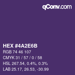 颜色代码: HEX #4A2E6B | qconv.com