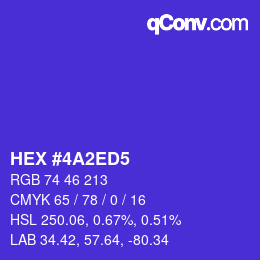 Color code: HEX #4A2ED5 | qconv.com