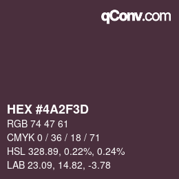 Color code: HEX #4A2F3D | qconv.com