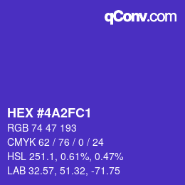 颜色代码: HEX #4A2FC1 | qconv.com