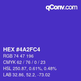 Color code: HEX #4A2FC4 | qconv.com
