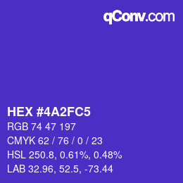 Color code: HEX #4A2FC5 | qconv.com