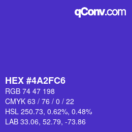 颜色代码: HEX #4A2FC6 | qconv.com