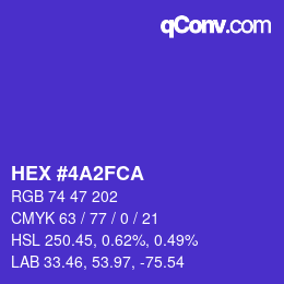 颜色代码: HEX #4A2FCA | qconv.com
