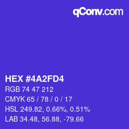 Color code: HEX #4A2FD4 | qconv.com