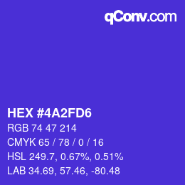 颜色代码: HEX #4A2FD6 | qconv.com