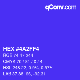 Color code: HEX #4A2FF4 | qconv.com