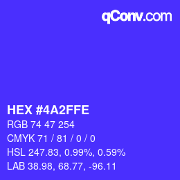 Color code: HEX #4A2FFE | qconv.com