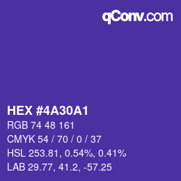 颜色代码: HEX #4A30A1 | qconv.com