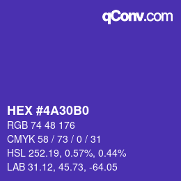 Color code: HEX #4A30B0 | qconv.com